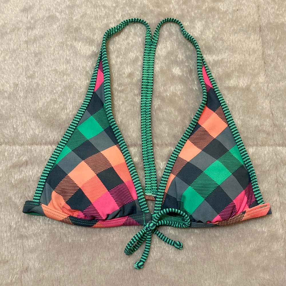 ARIZONA Checker Bikini Top, Sz S